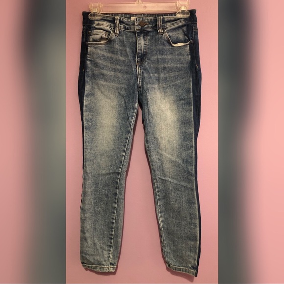 Cropped Jeans with Navy Stripes - Picture 1 of 2